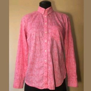 Gap long sleeve pink penguin button front shirt